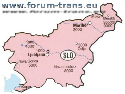 Słowenia Mapa kodow pocztowych